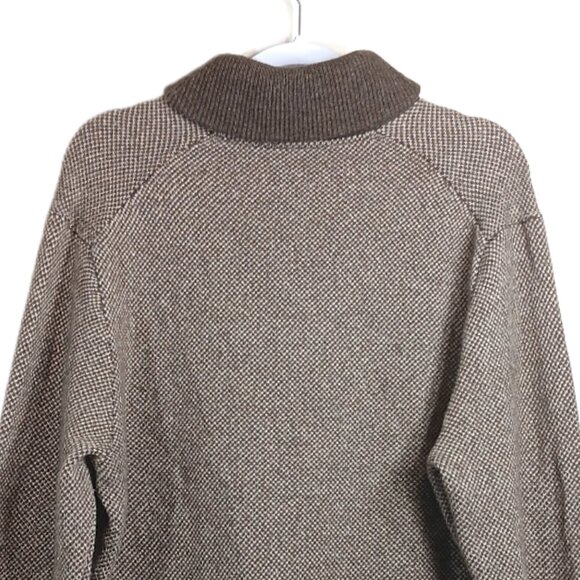 Jos. A. Bank Pullover Sweater Mens Medium Brown Wool Houndstooth Dad Grandpacore - Picture 4 of 5